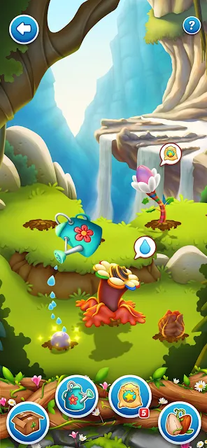 A garden scene used between chapters, with collectable items placed around it